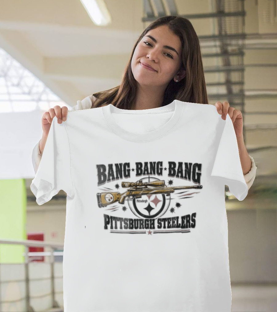 Bang Bang Bang Pittsburgh Steelers Sniper Rifle Target T-Shirt