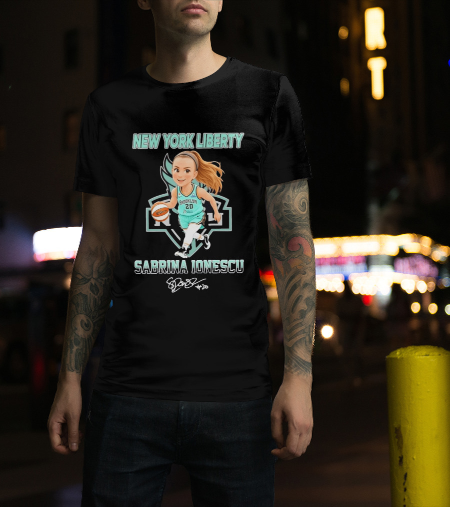 New York Liberty Sabrina Ionescu Brooklyn No 20 Chibi Basketball T-Shirt