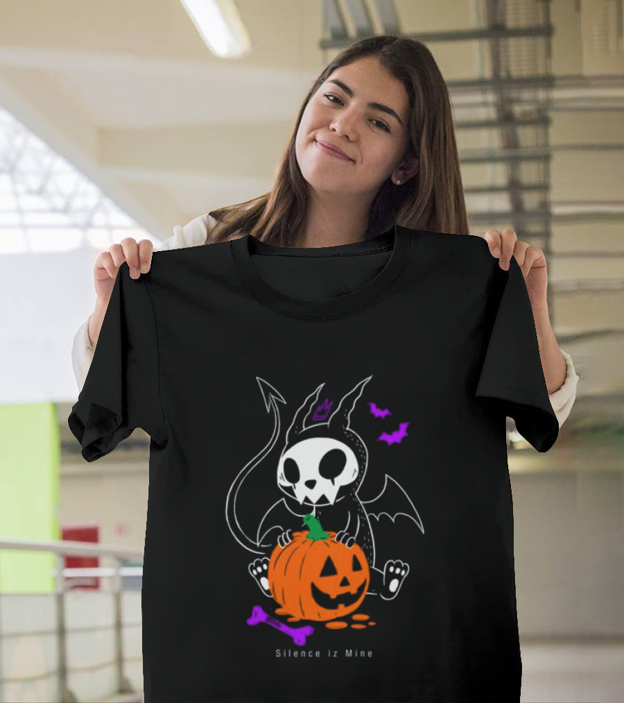 Silence Iz Mine Sim Store Rolling Cradle Black Purple Halloween Characters Pumpkin Bats T-Shirt