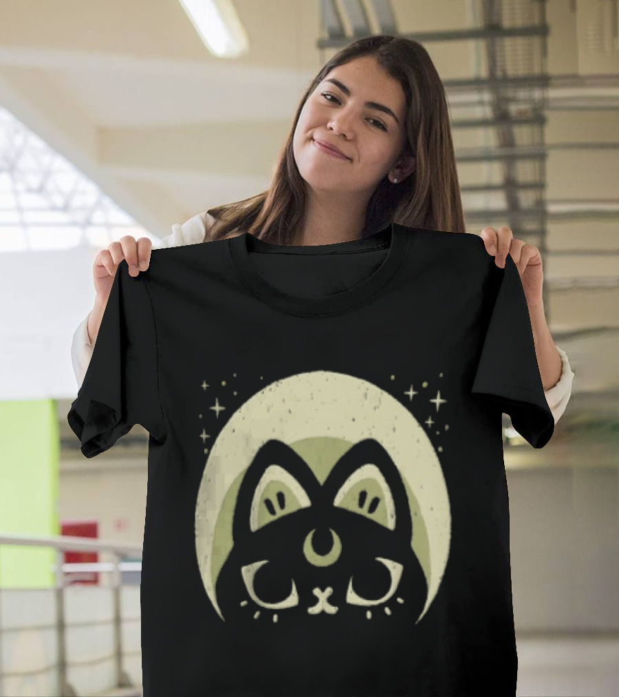 Half Moon Witchy Cat Lunar Magic Mystic Feline T-Shirt