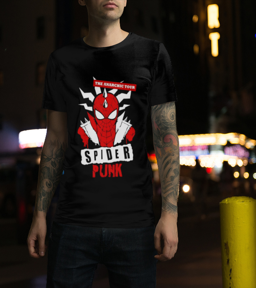 Spider Punk The Anarchic Tour Comic Style Spiked Hero T-Shirt