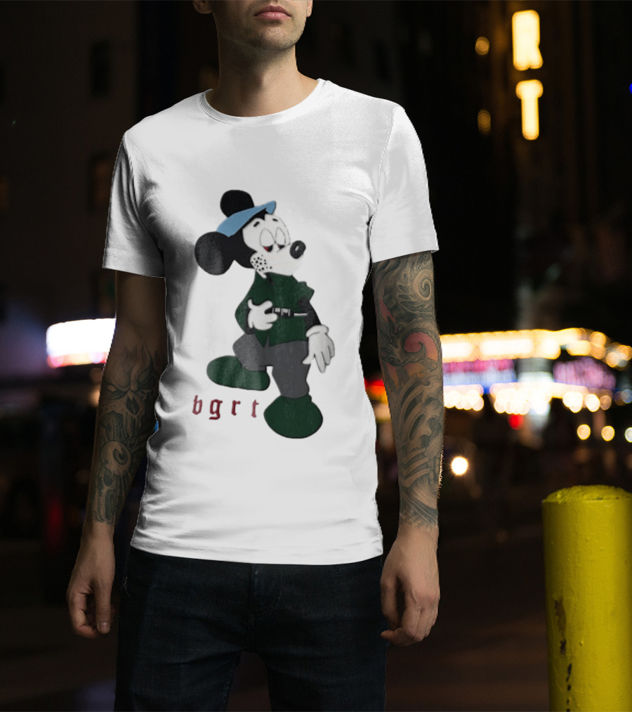 BGRT Cartoon Mouse Green Jacket Syringe Cigarette T-Shirt