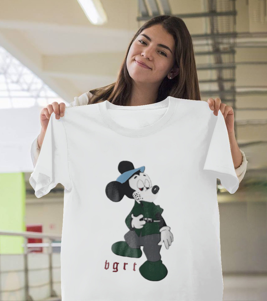 BGRT Cartoon Mouse Green Jacket Syringe Cigarette T-Shirt