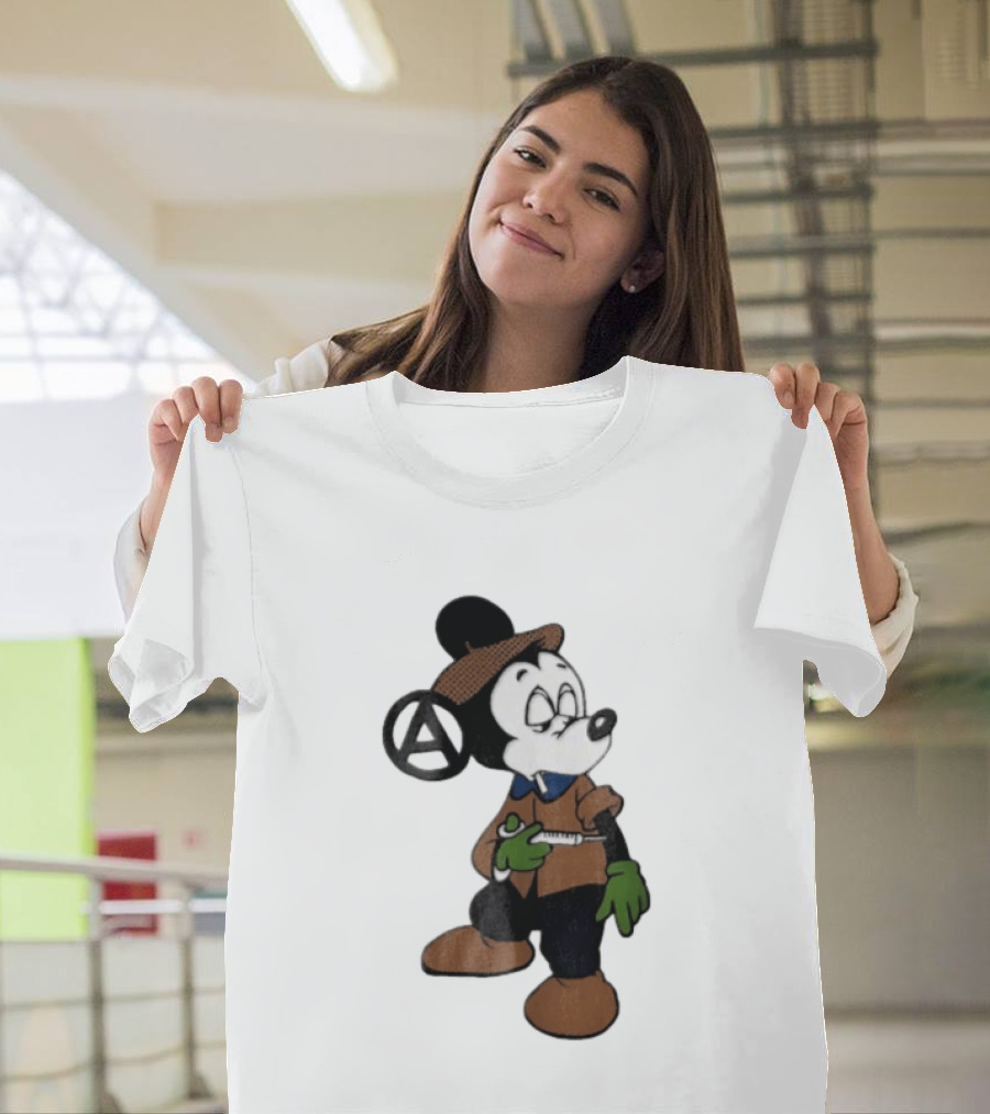 Bootleg Halftone Cartoon Mouse Anarchy Syringe T-Shirt