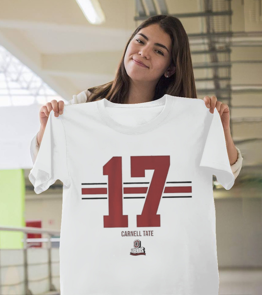 Ohio State Buckeyes Carnell Tate 17 Stripe Football T-Shirt