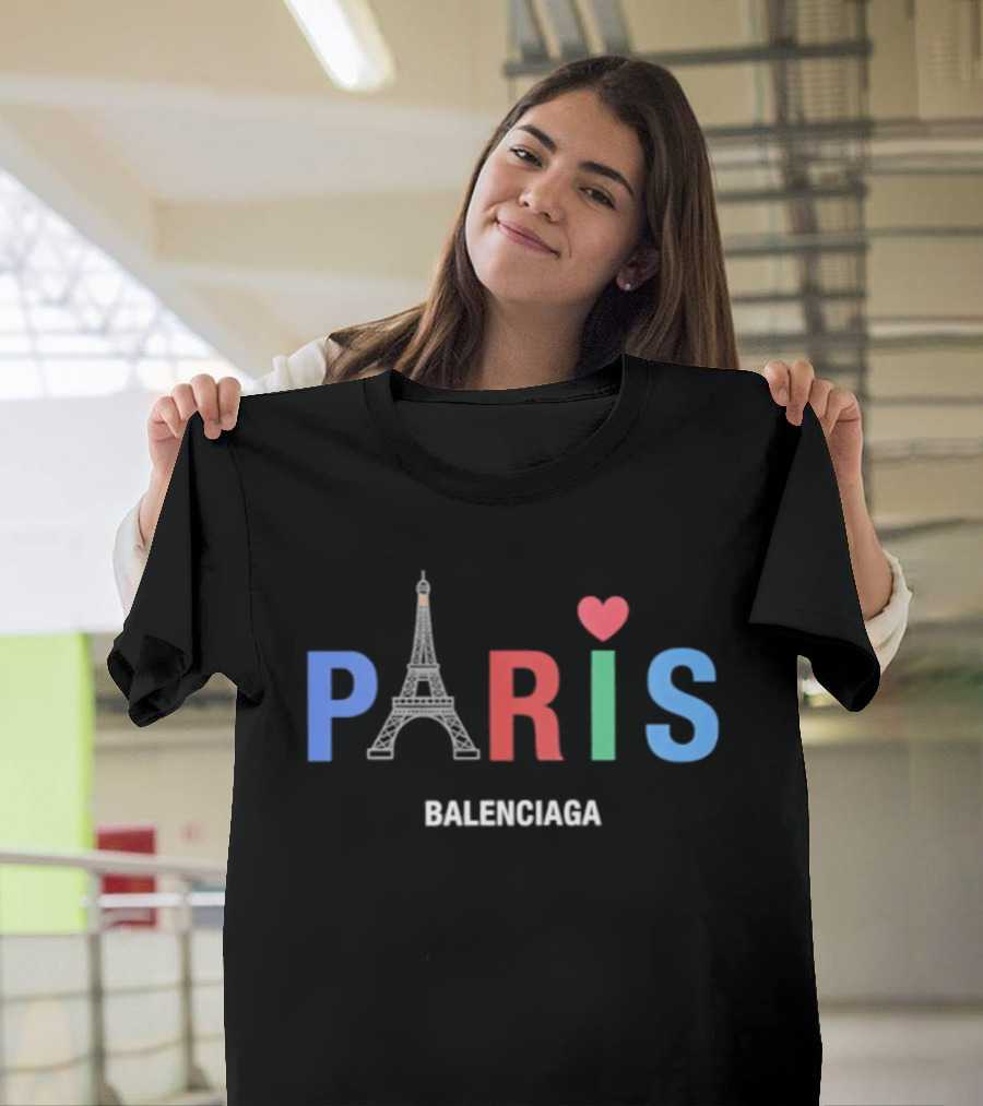 Balenciaga Paris Eiffel Tower Heart T-Shirt