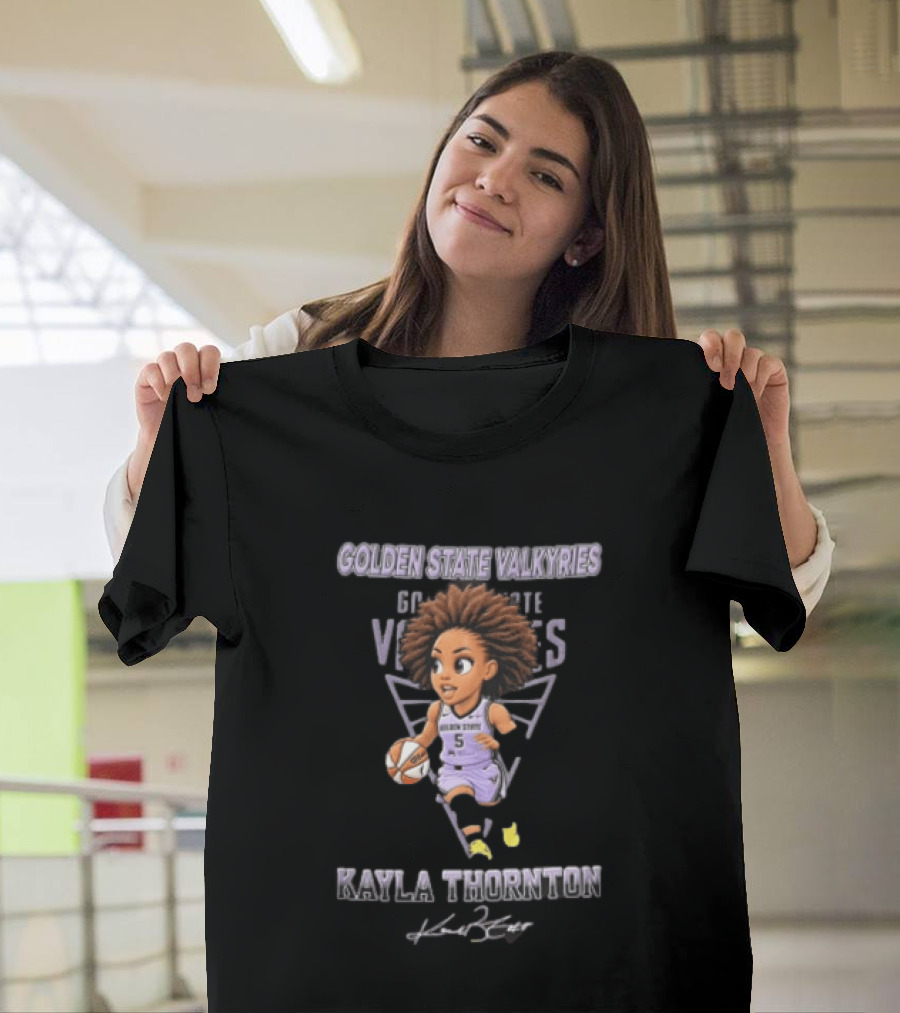 Golden State Valkyries Kayla Thornton Cartoon Caricature Dribbling Basketball WNBA T-Shirt