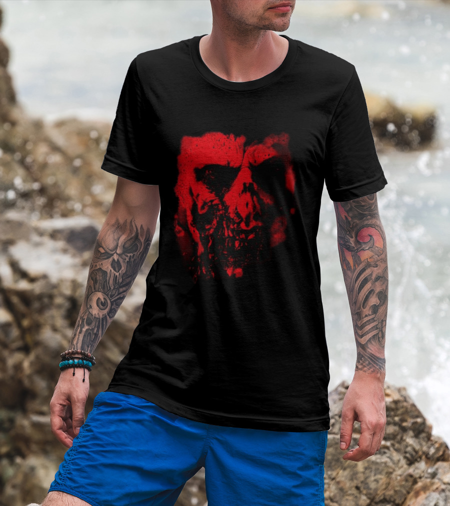 Heavy Spoilers Shop Infected Skull Horror Face T-Shirt