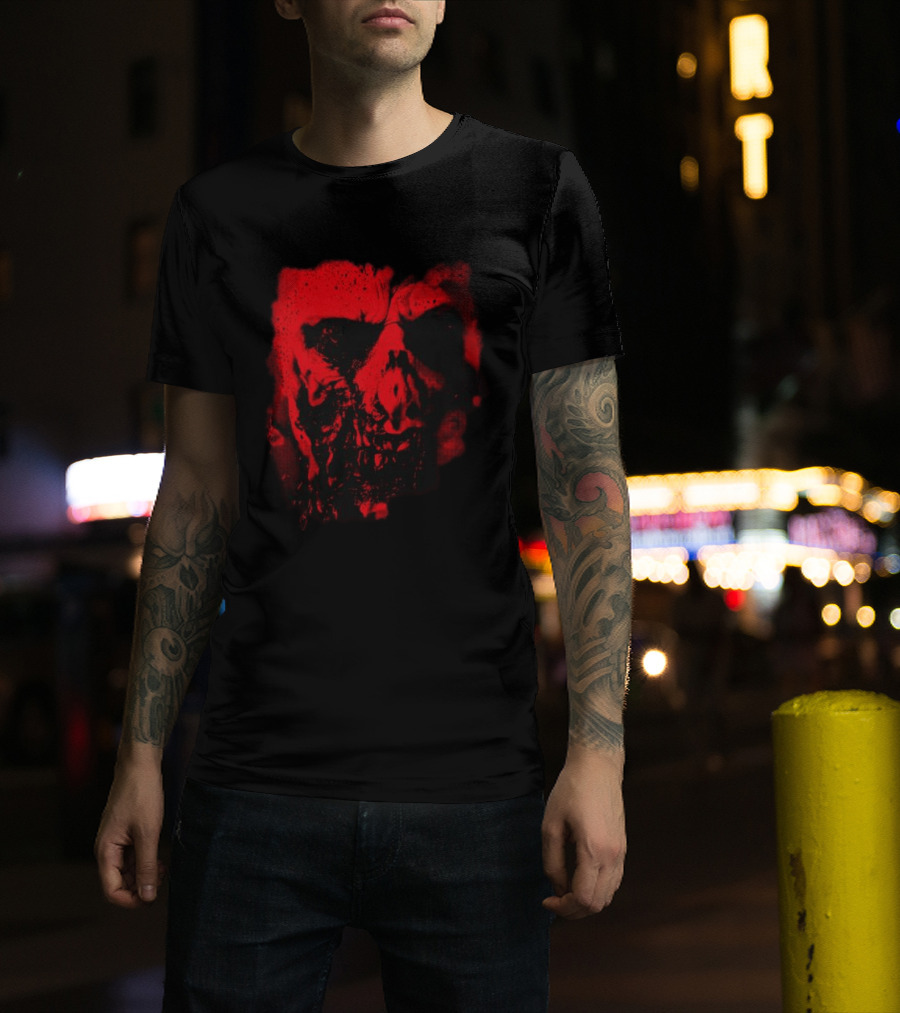 Heavy Spoilers Shop Infected Skull Horror Face T-Shirt