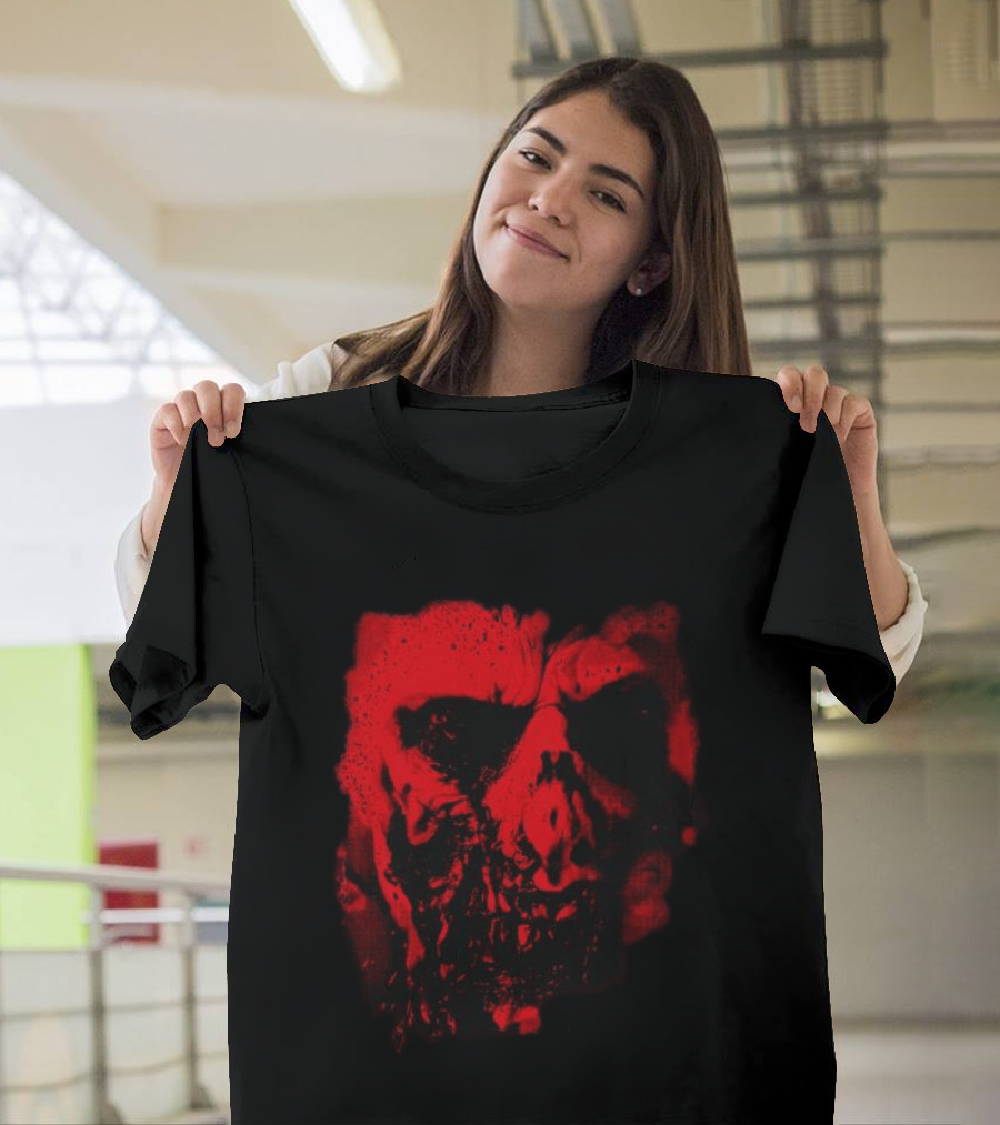 Heavy Spoilers Shop Infected Skull Horror Face T-Shirt