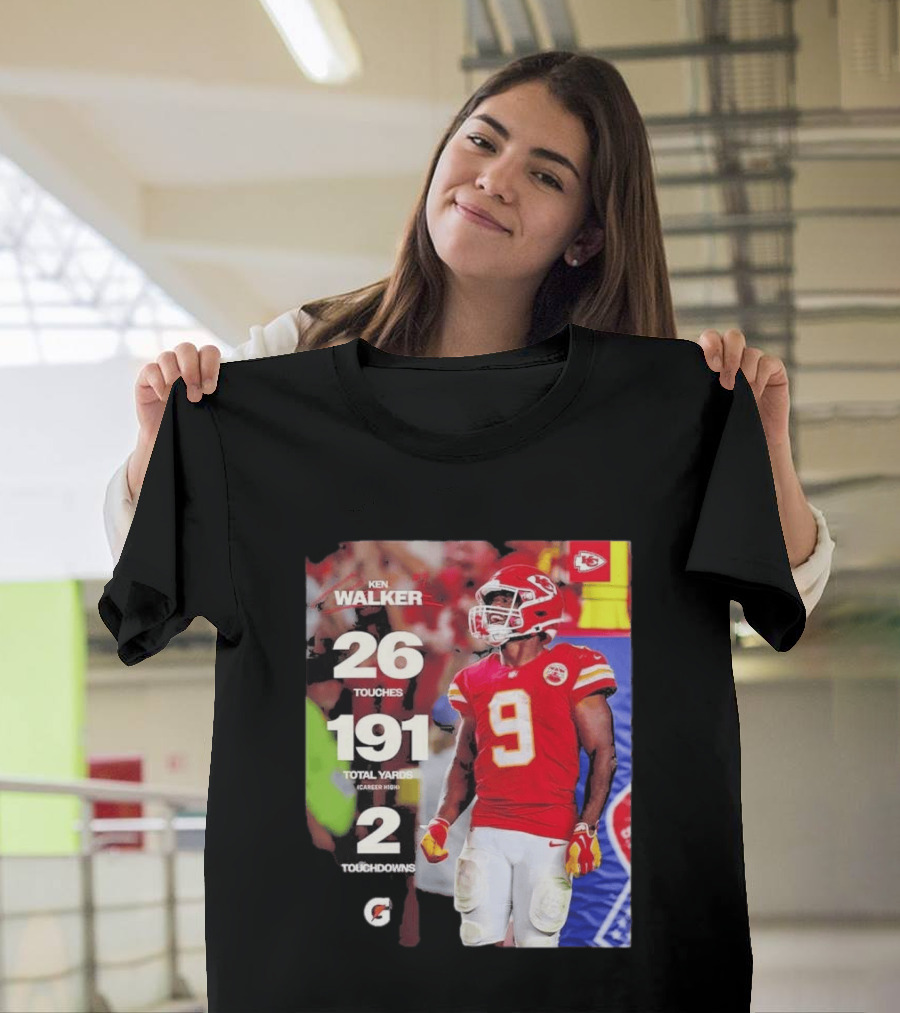 Ken Walker Kansas City Chiefs Career High 26 Touches 191 Total Yards 2 Touchdowns T-Shirt