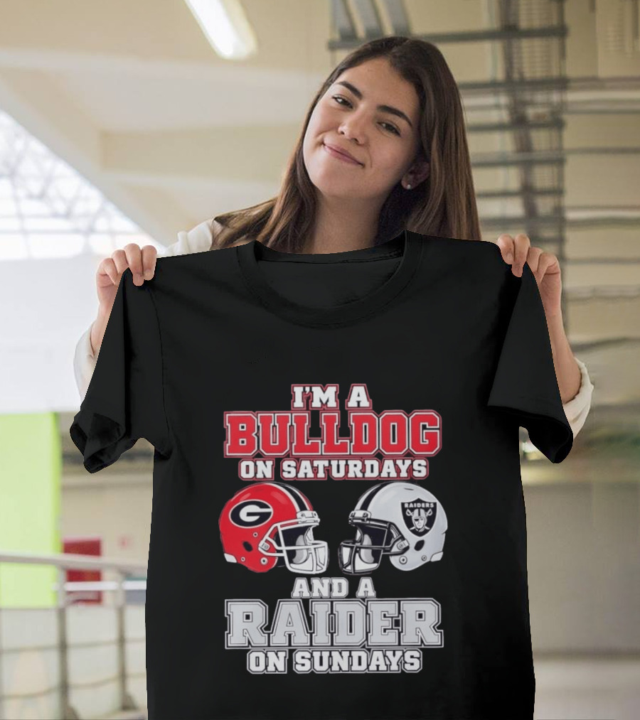 I'm A Bulldog On Saturdays And A Raider On Sundays Georgia G Helmet Raiders Helmet T-Shirt