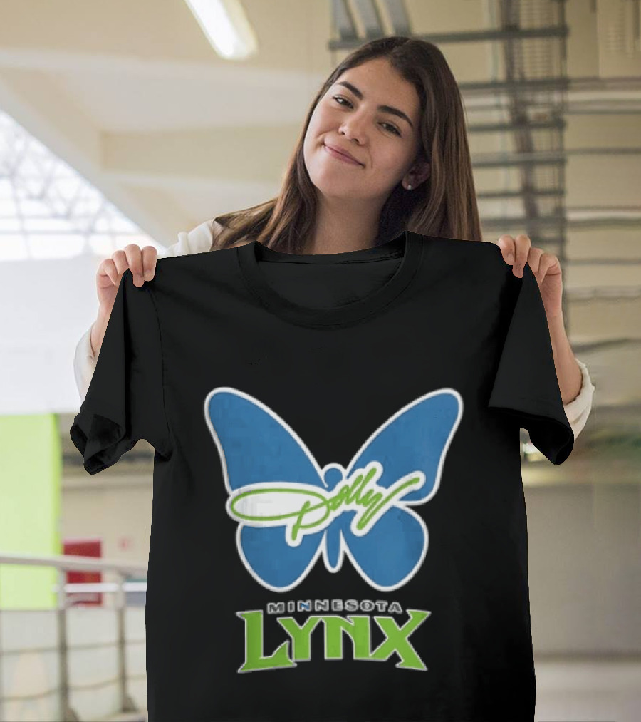 Minnesota Lynx WNBA Blue Butterfly Dolly Green Script T-Shirt
