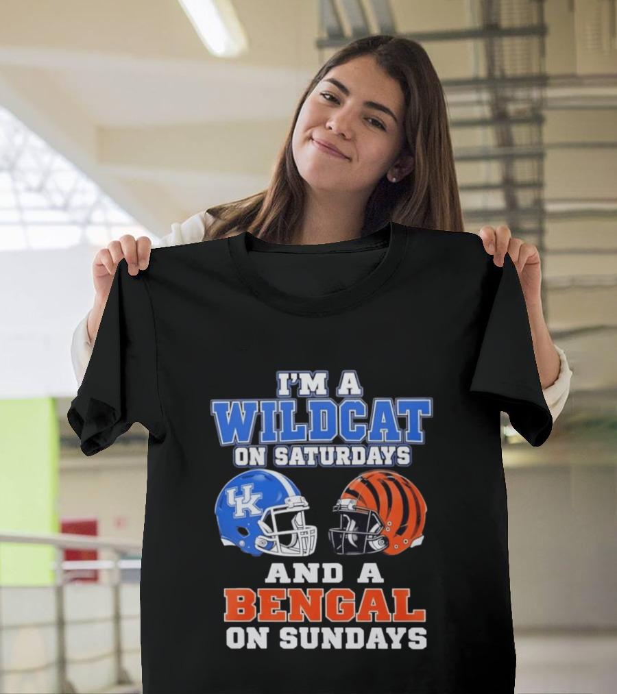 I'm A Wildcat UK Helmet Saturdays Bengal Helmet Sundays T-Shirt
