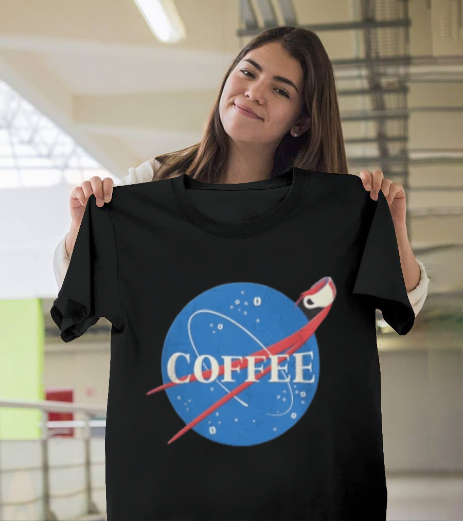 Nasa Coffee Meatball Spilling Cup Orbit Beans Distressed T-Shirt