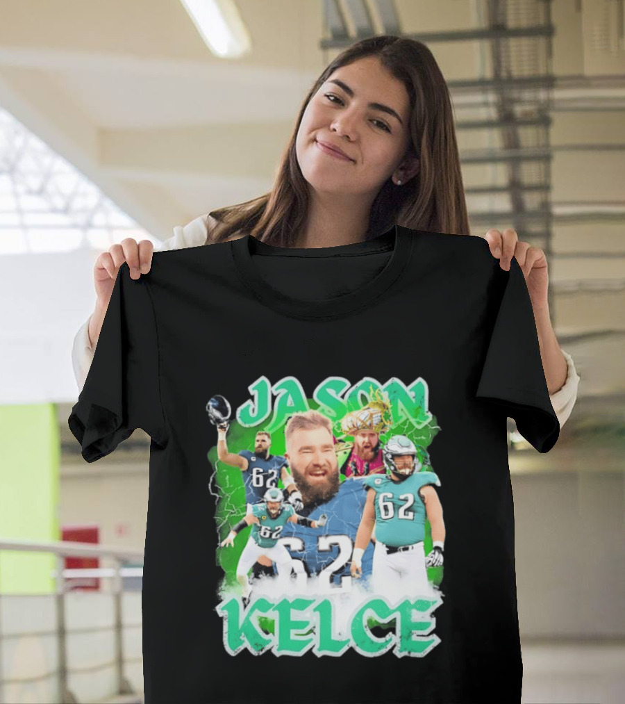 Jason Kelce 62 Philadelphia Eagles Vintage Style Football Fan T-Shirt