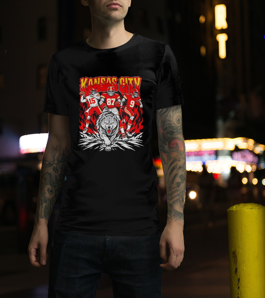 Kansas City Chiefs 15 87 9 Players With Wolf T-Shirt