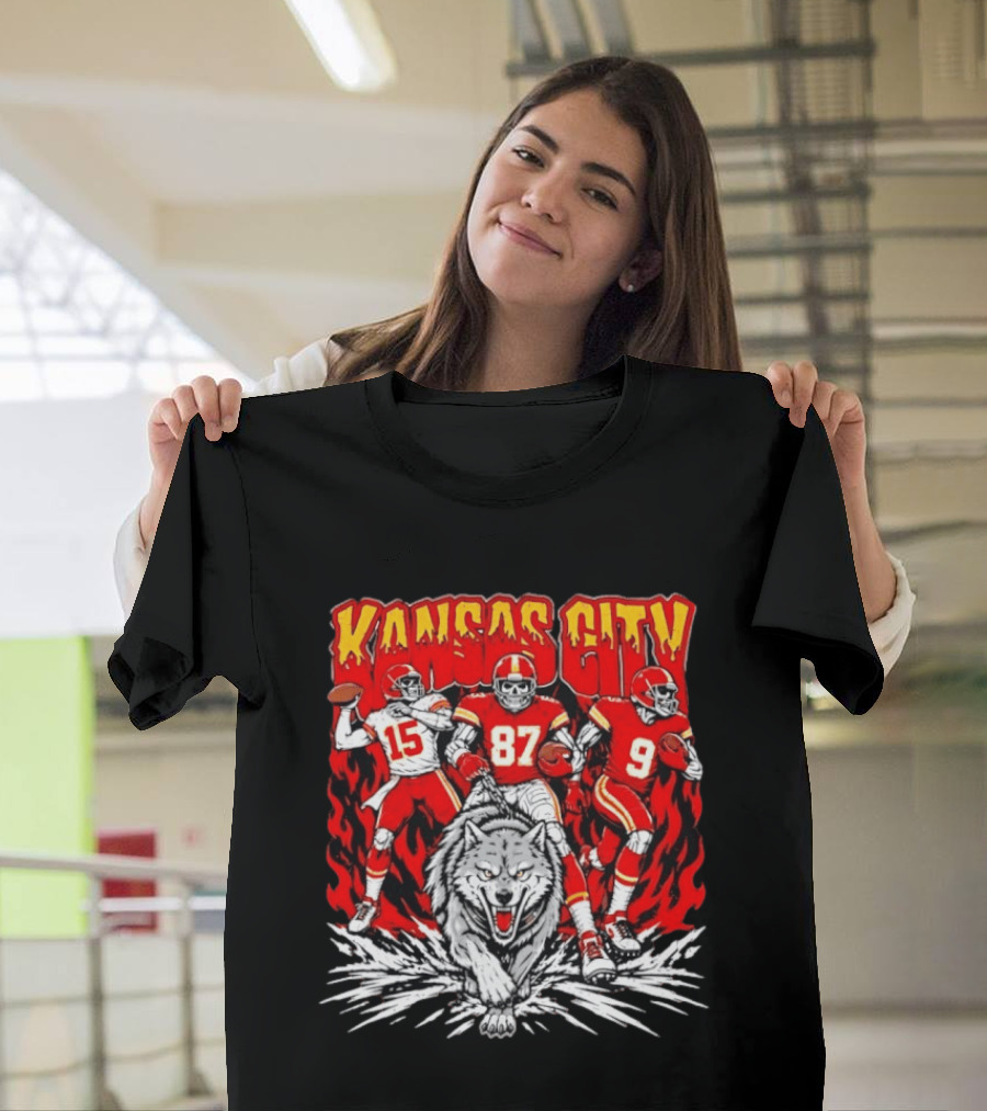 Kansas City Chiefs 15 87 9 Players With Wolf T-Shirt