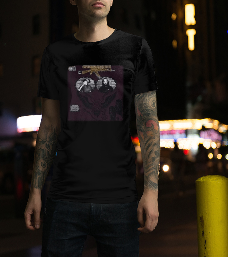 Suicideboy Store Stop Staring At The Shadows Album Cover G.R.E.Y.G.O.D.S Parental Advisory Explicit Content T-Shirt