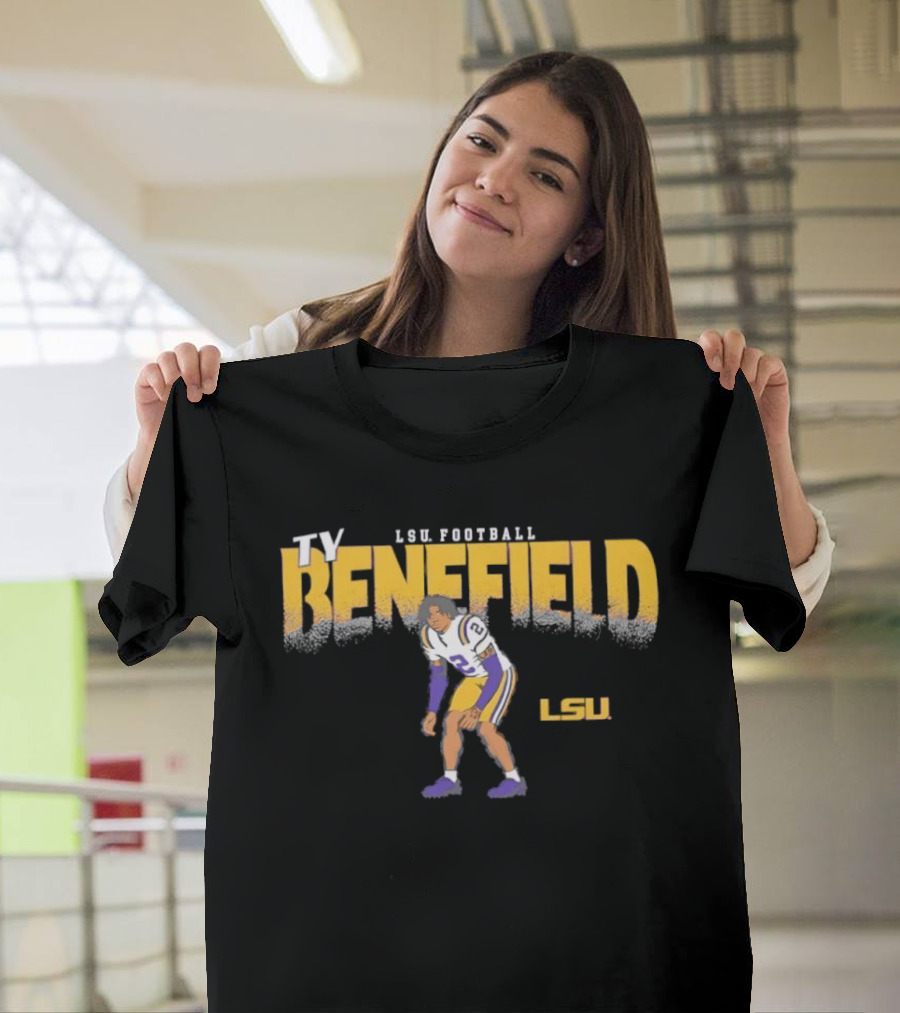 Ty Benefield No 2 LSU Football Tigers Paintbrush T-Shirt