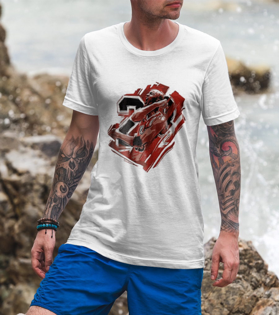 Basketball Player Number 23 Celebration Red Brushstrokes T-Shirt