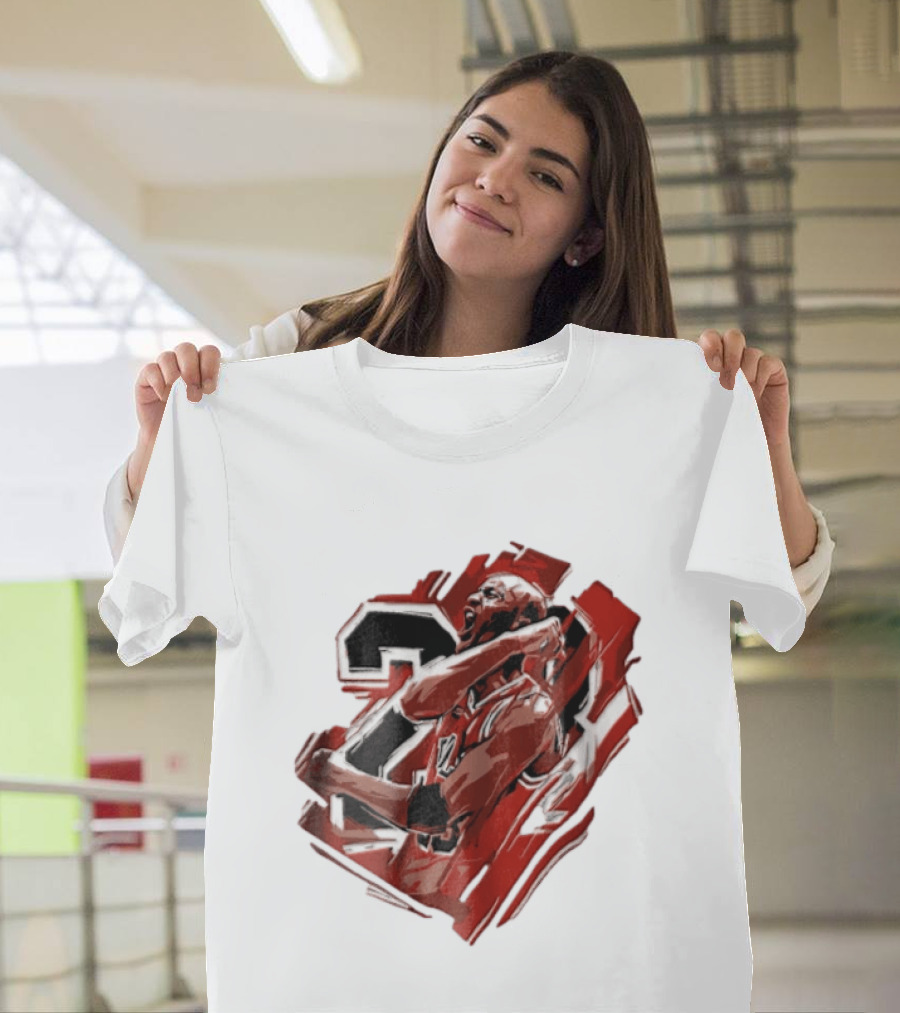 Basketball Player Number 23 Celebration Red Brushstrokes T-Shirt