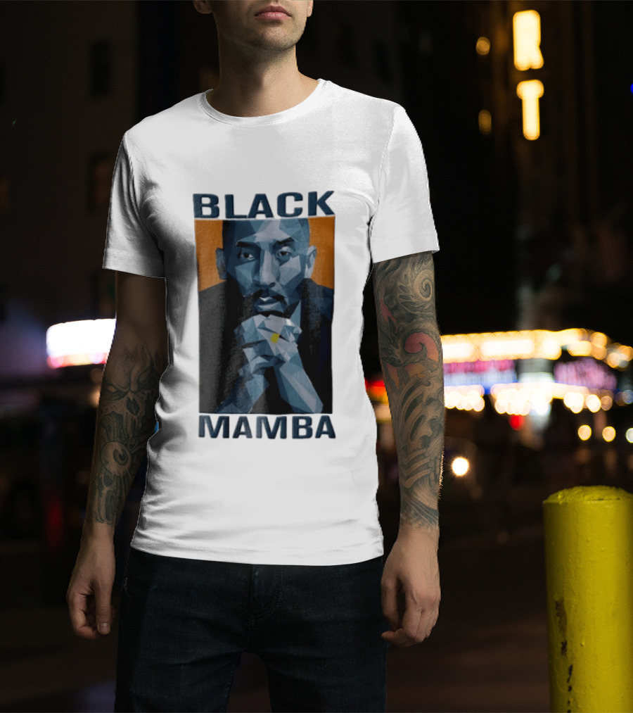 Black Mamba Low Poly Geometric Hands Clasped Orange T-Shirt