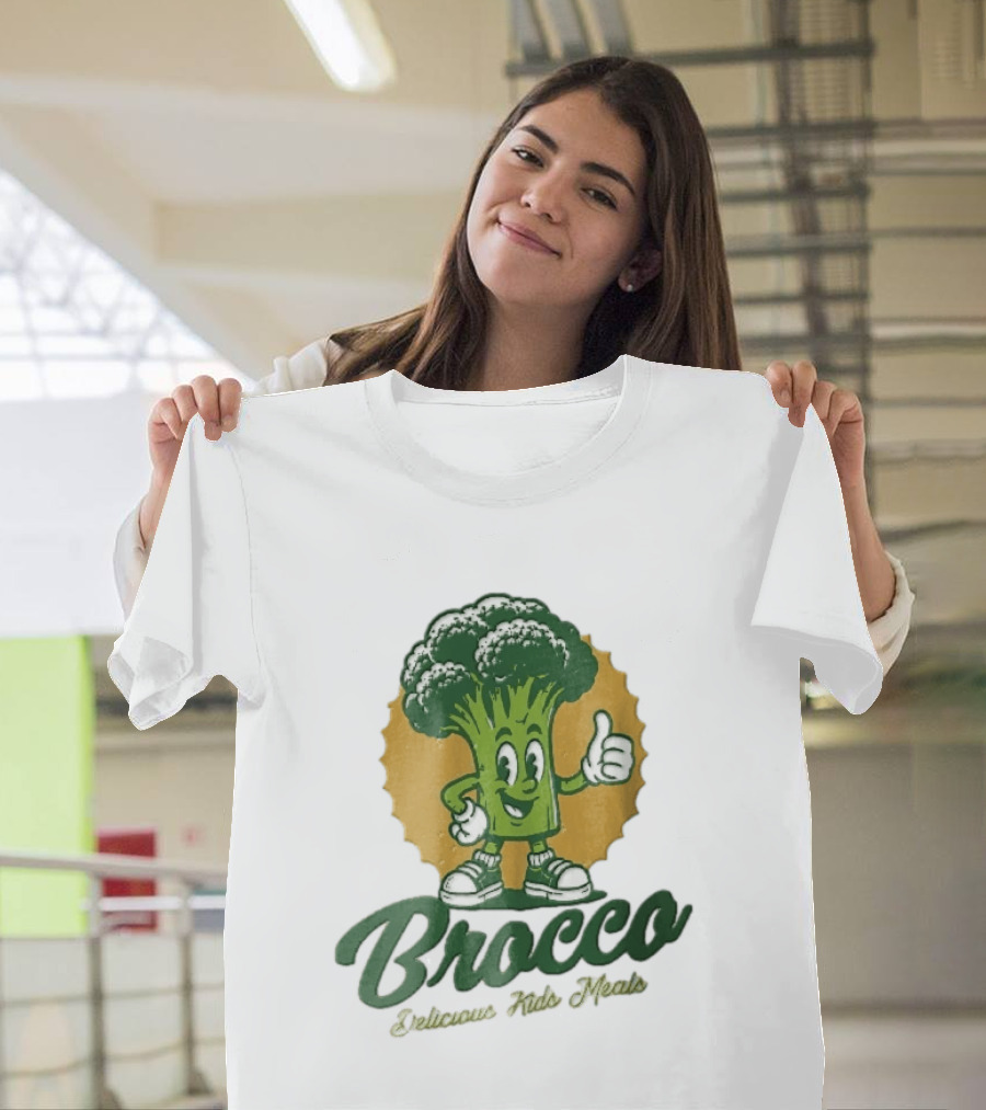 Brocco Delicious Kids Meals Cartoon Broccoli Thumbs Up T-Shirt