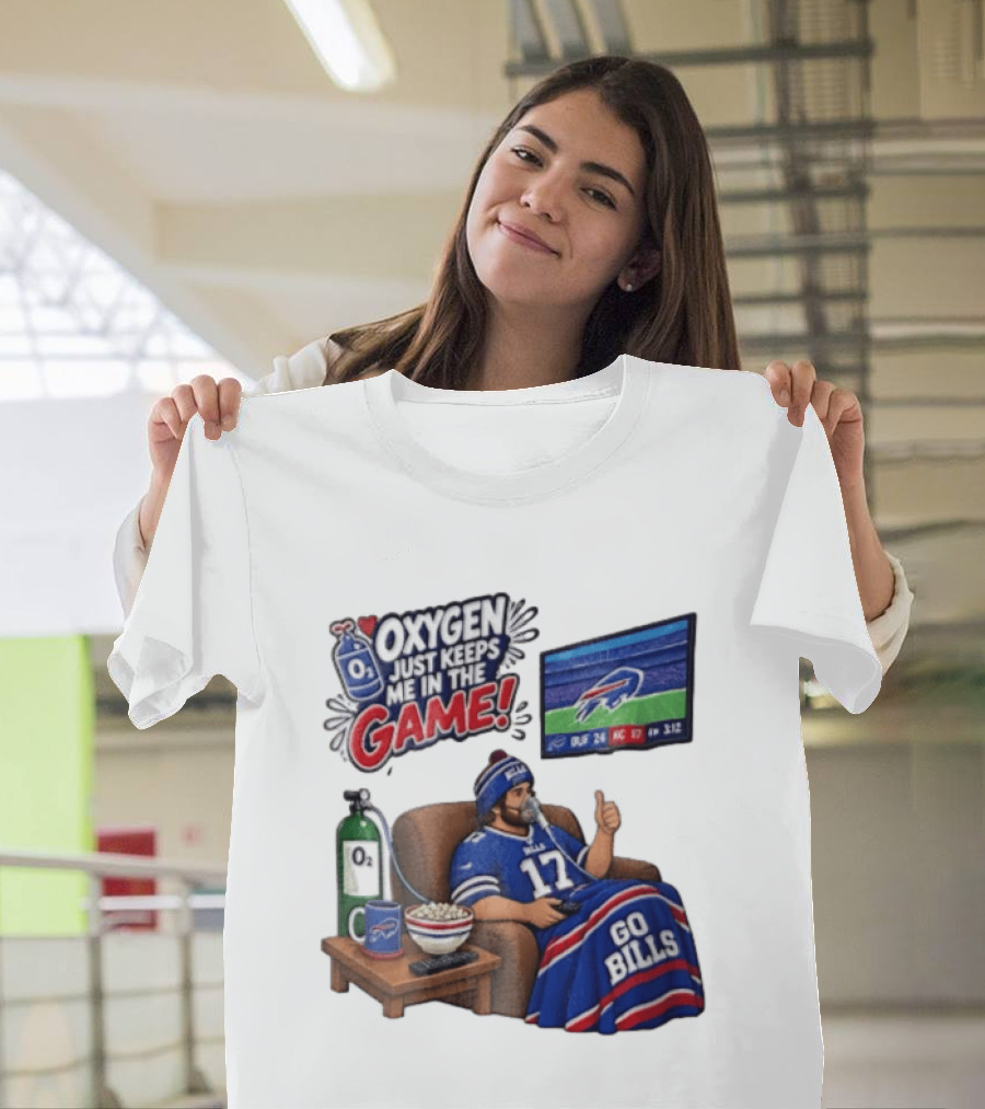 Buffalo Bills Oxygen Just Keeps Me In The Game Go Bills Cartoon Man Ing TV T-Shirt