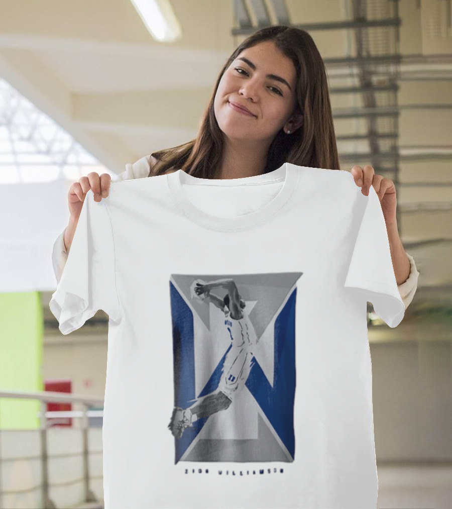 Duke Blue Devils NCAA Zion Williamson Basketball Player Dunking Geometric Number 1 T-Shirt