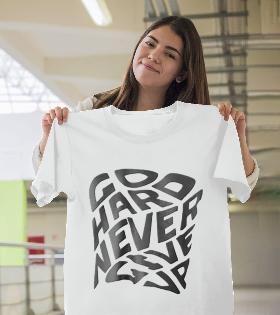 Go Hard Never Give Up Distorted Liquid Square T-Shirt