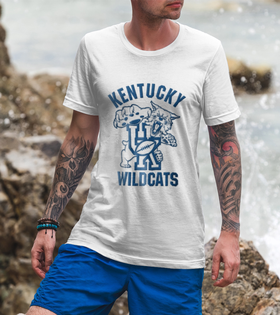 Kentucky Wildcats Roaring Big Paw Monogram UK Football T-Shirt