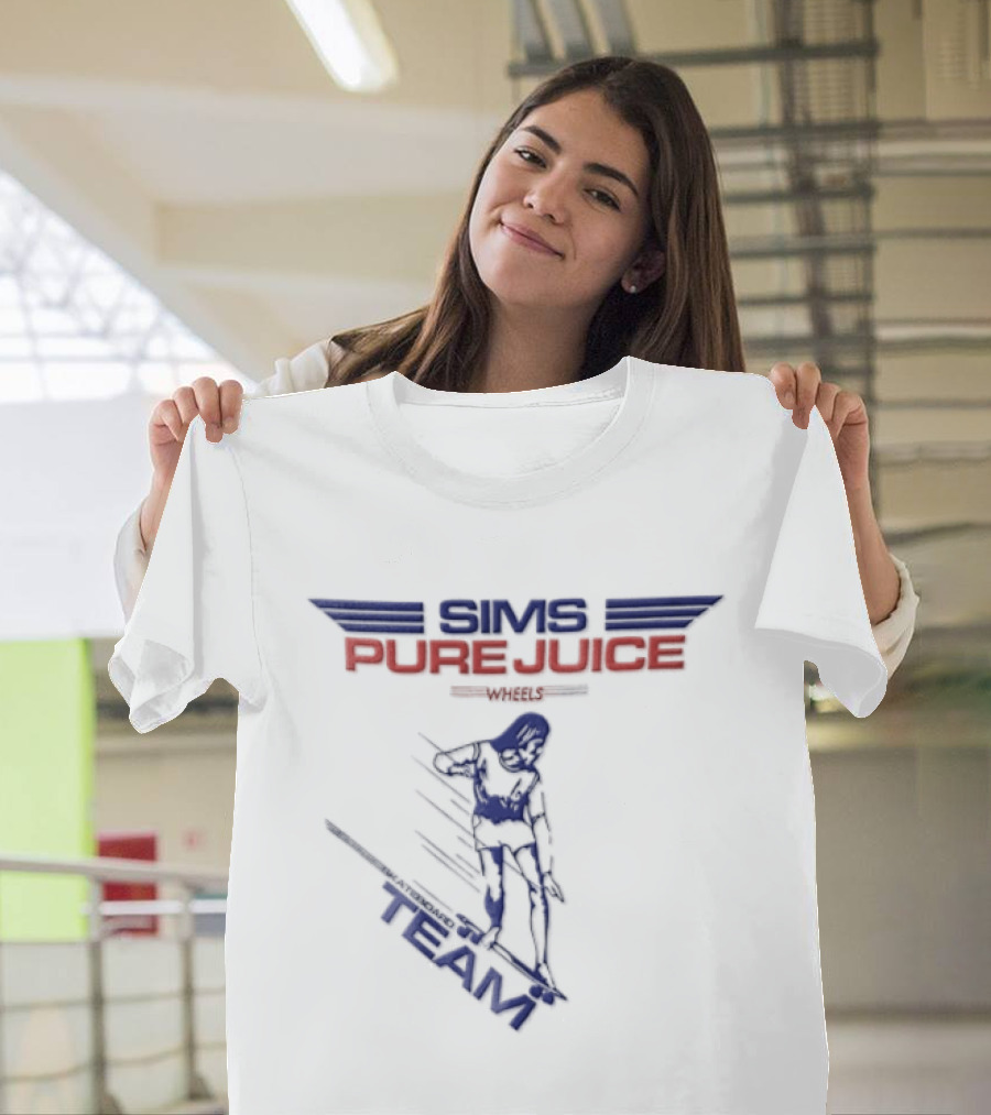Sims Pure Juice Wheels Skateboard Team Motion Lines T-Shirt