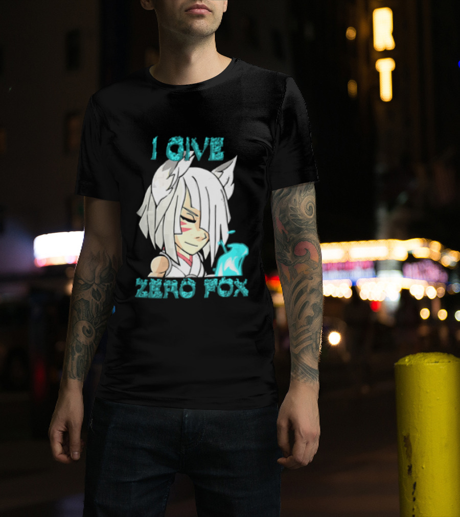I Give Zero Fox White Hair Kitsune Blue Flame T-Shirt