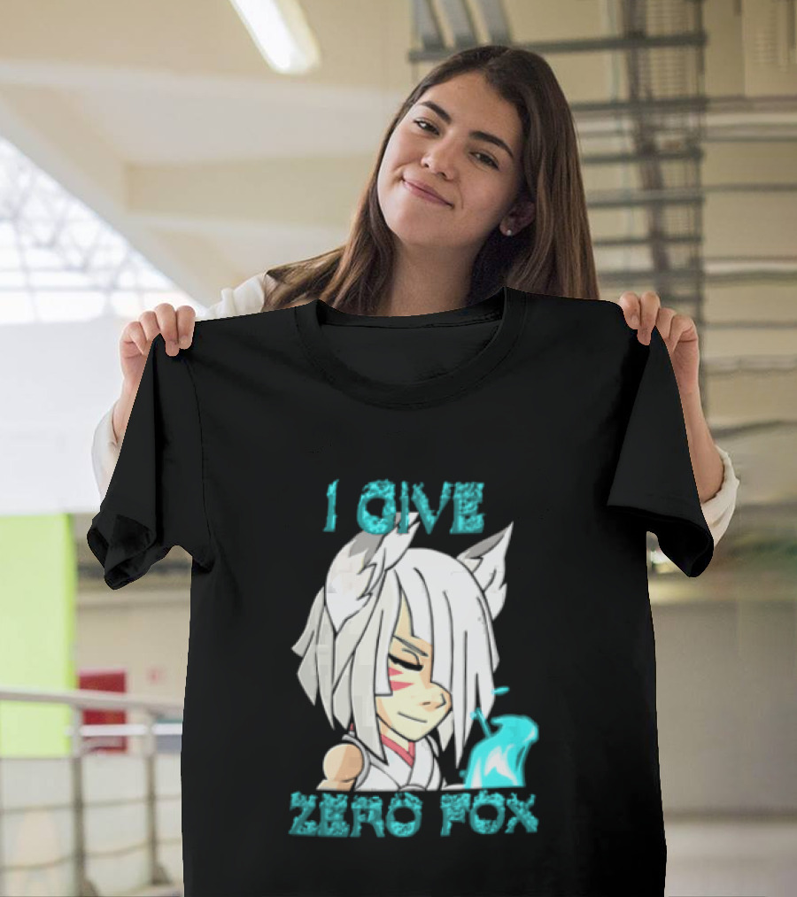 I Give Zero Fox White Hair Kitsune Blue Flame T-Shirt