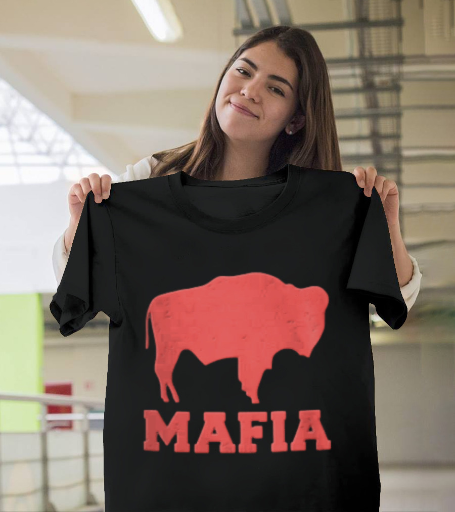 Mafia Distressed Red American Buffalo Bison T-Shirt
