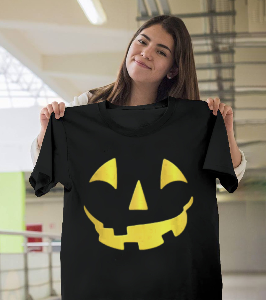 Glowing Metallic Gold Jack O Lantern Pumpkin Face T-Shirt