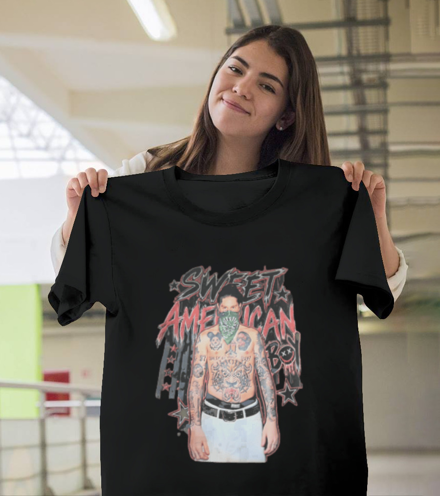 Sweet American Boy Less Tattooed Man Green Bandana Stars Bootleg T-Shirt