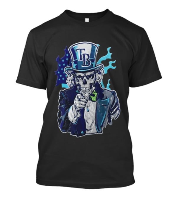 Tampa Bay Rays Skeleton Uncle Sam American Flag T-Shirt
