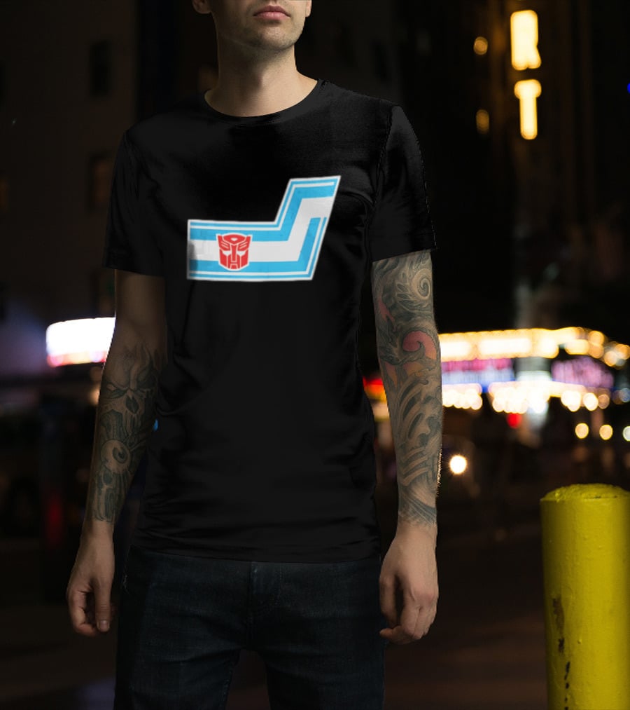 Transformers Autobots Red Insignia Blue White Racing Stripes Chevron Stickers T-Shirt