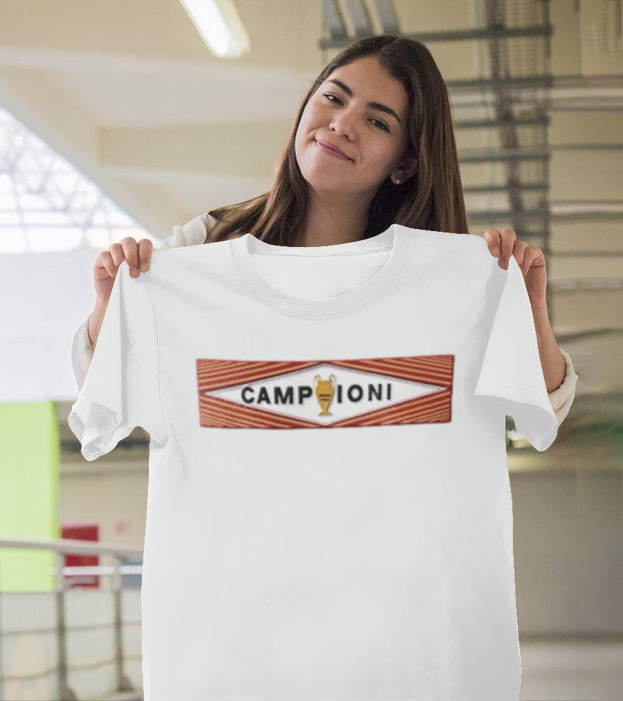 Campioni 1984 European Cup Trophy Banner Roma Martini Diamond T-Shirt