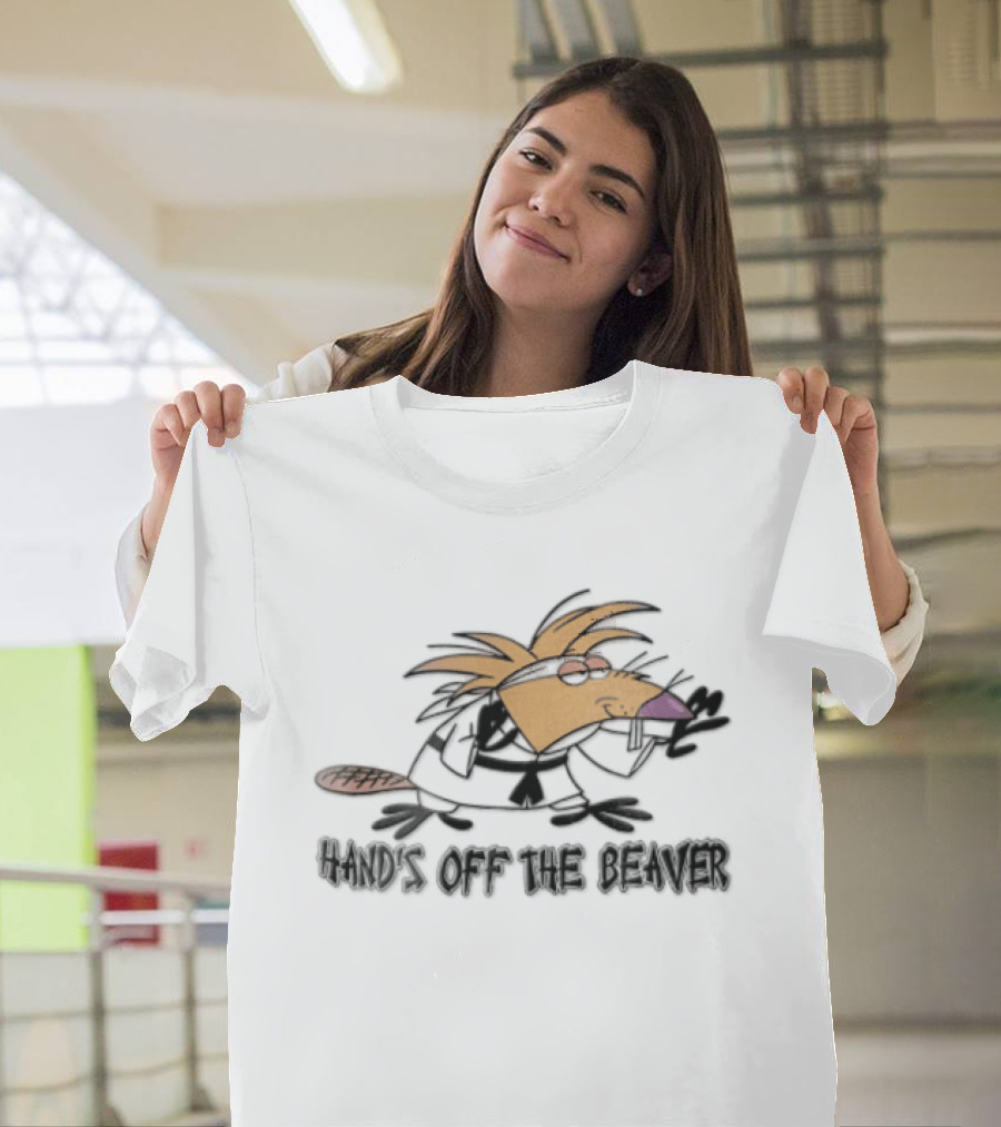 Hands Off The Beaver Cartoon Rodent Martial Arts Karate Gi Stance T-Shirt
