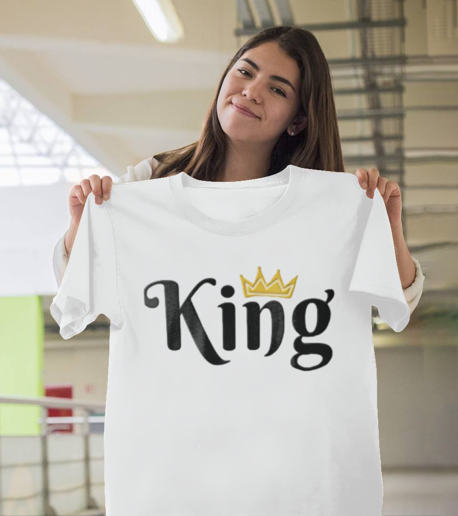King Black Script Gold Crown Lettering T-Shirt