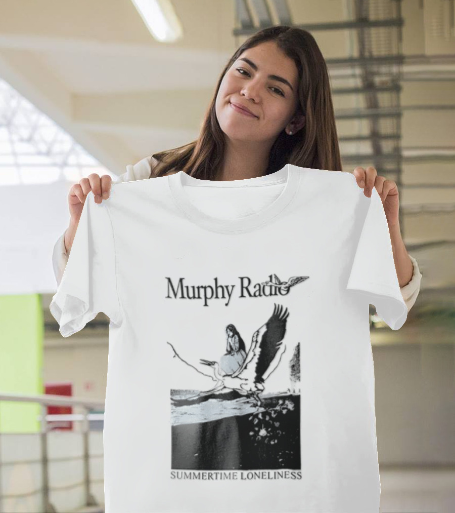 Murphy Radio Summertime Loneliness Woman On Flying Crane At Shore Line T-Shirt