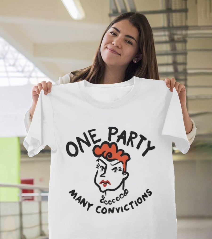 One Party Many Convictions Hillary Clinton Political Caricature T-Shirt