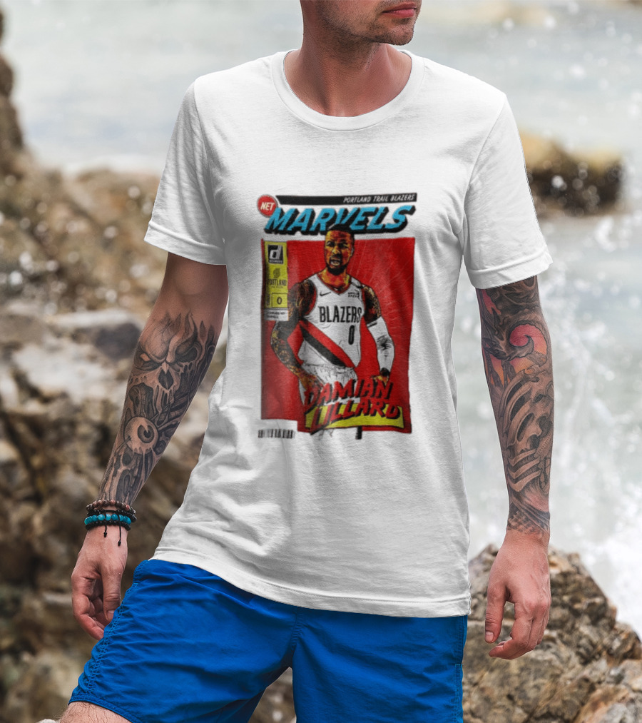 Portland Trail Blazers Net Marvels Damian Lillard Comic Cover NBA Issue 0 Halftone T-Shirt
