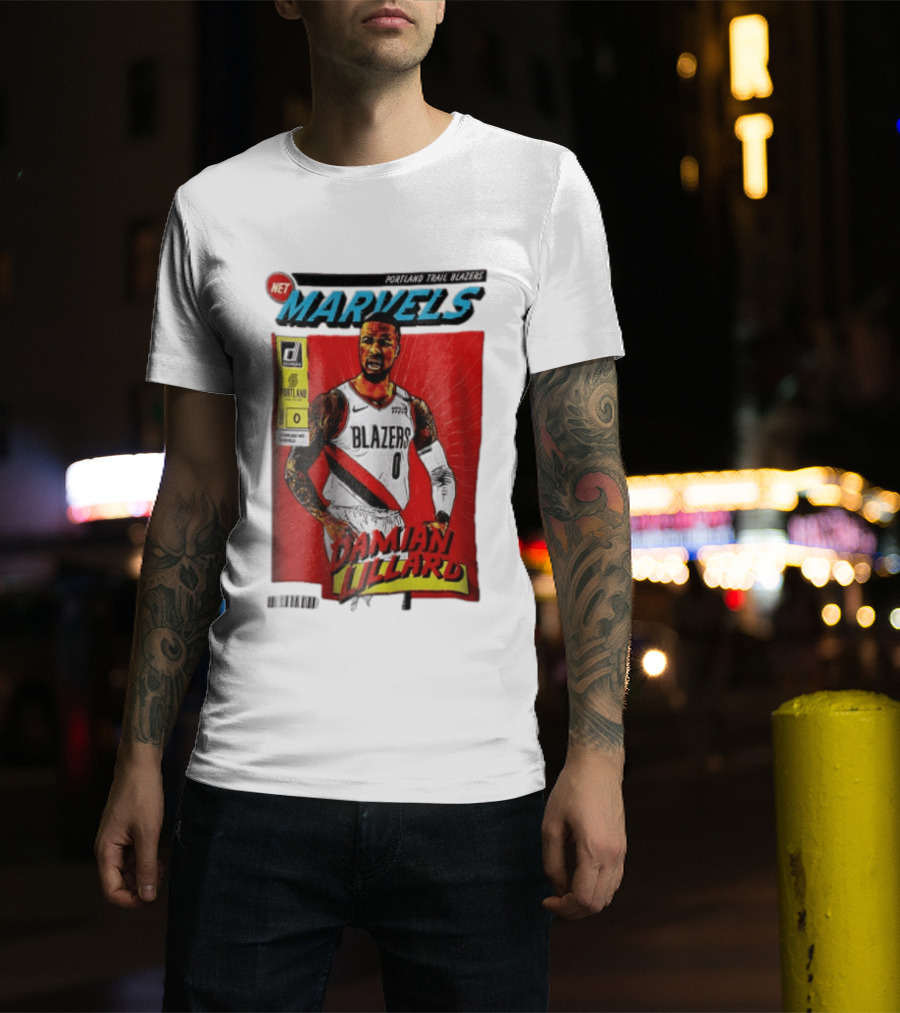 Portland Trail Blazers Net Marvels Damian Lillard Comic Cover NBA Issue 0 Halftone T-Shirt