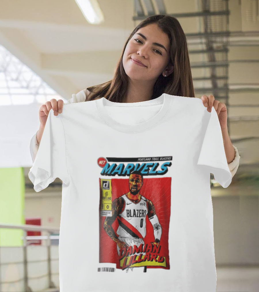 Portland Trail Blazers Net Marvels Damian Lillard Comic Cover NBA Issue 0 Halftone T-Shirt