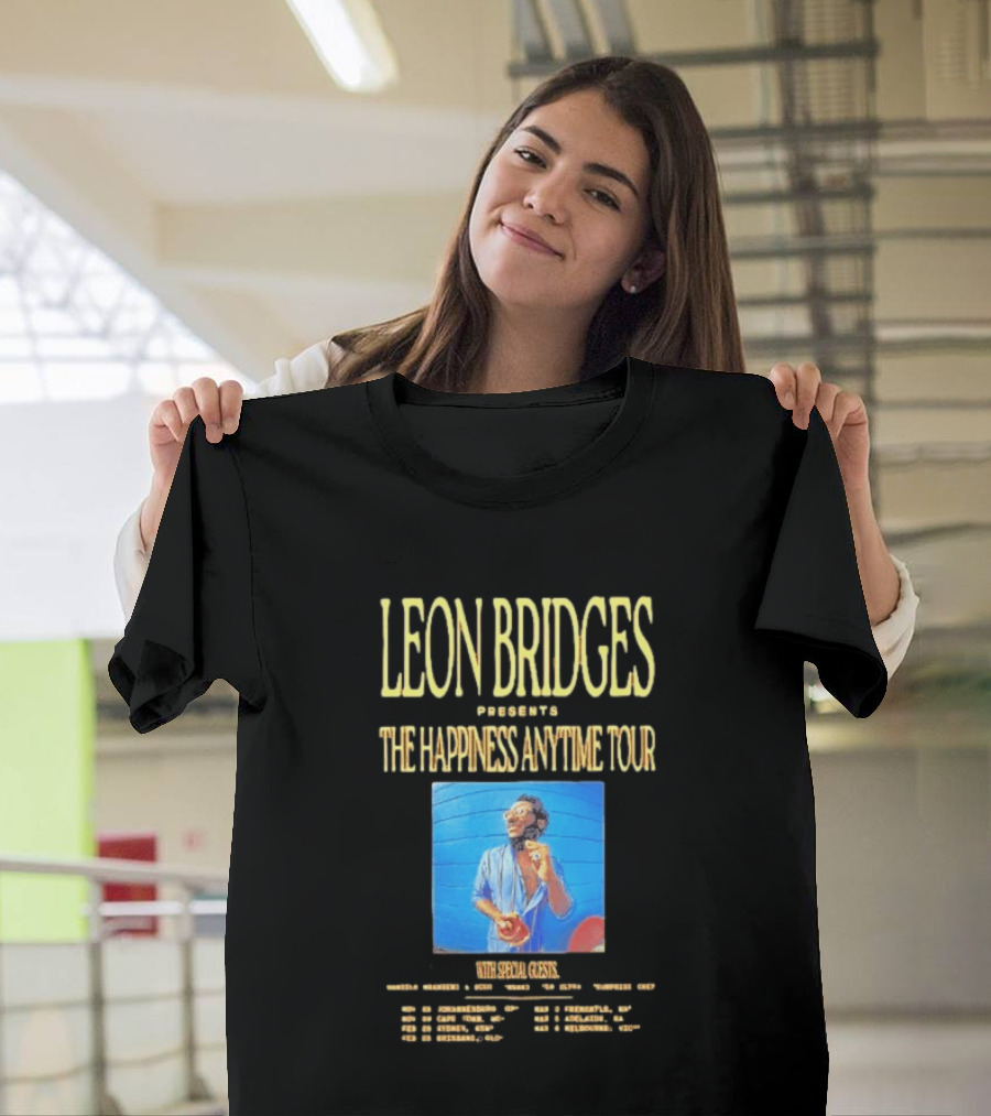Leon Bridges Presents The Happiness Anytime Tour 2026 With Special Guests Tour Dates Chicago Los Angeles Atlanta T-Shirt
