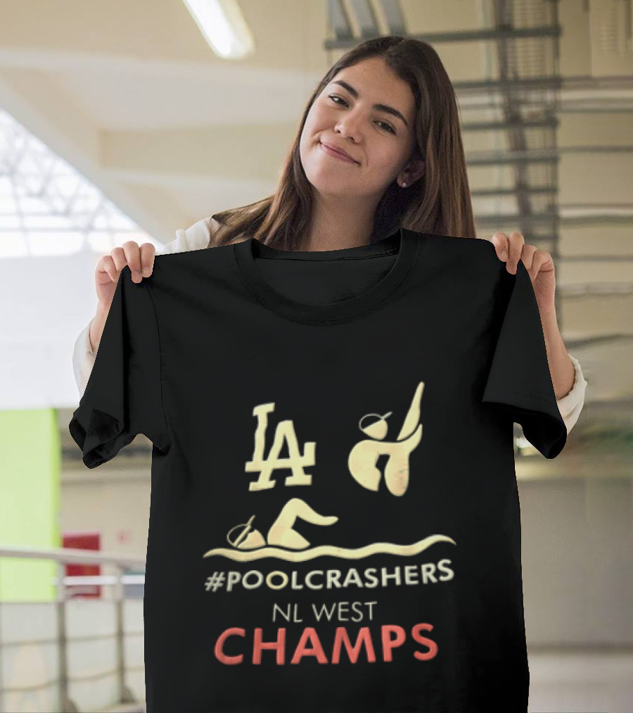 LA Dodgers NL West Champs Poolcrashers Swimmer Diver Water Wave T-Shirt